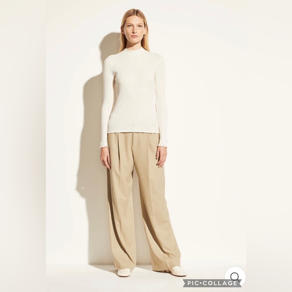 Vince Variegated Ribbed Long Sleeve Mock Neck Sweater Size M